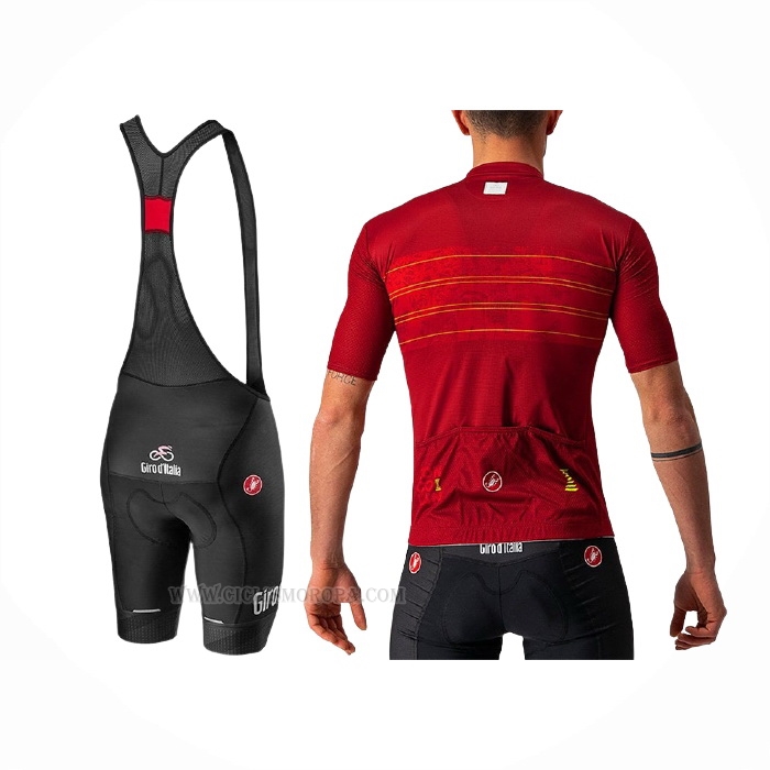 2021 Ropa Ciclismo Giro d'Italia Rojo Mangas Corta y Culotte Corto